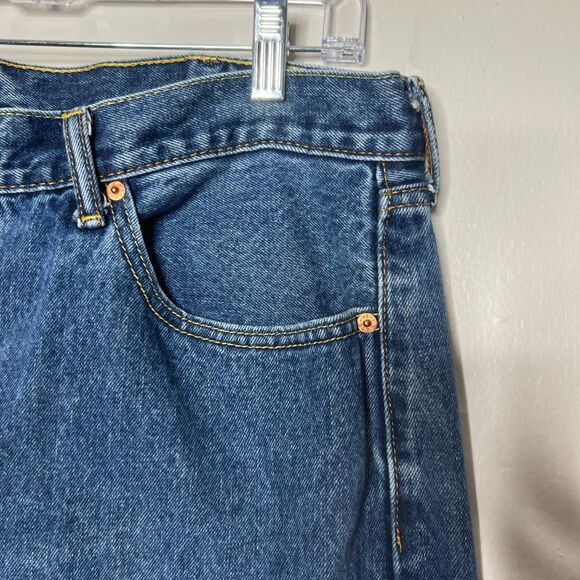 Levi's Jeans Mens 505 Regular Fit 40x32 Dark Stonewash Blue‎ 505 Straight Cotton - Picture 9 of 11